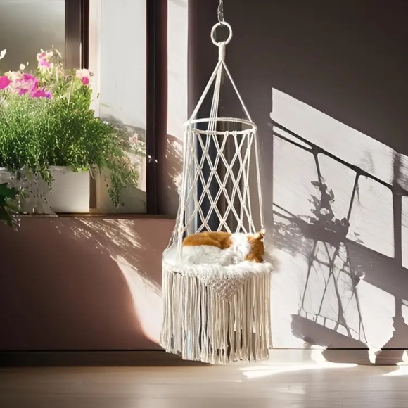 🎉Host Pick X 2 🎉 NEW! Handmade Macramé Ceiling Mounted Cat Bed for Cats! - Picture 2 of 6